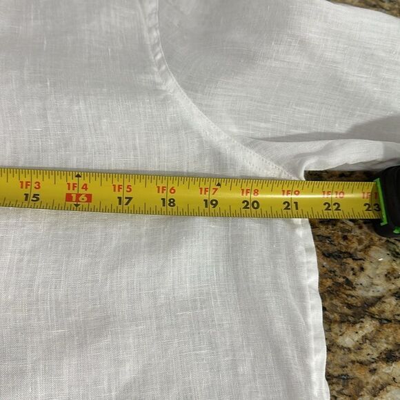 Tahari Linen White Collared Long Sleeve Button Front Blouse Top Size M - Picture 5 of 6